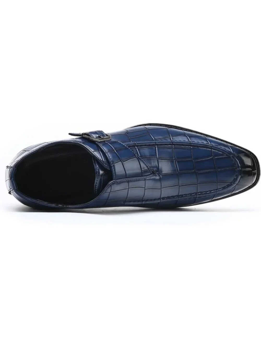 Men's Blue Monk Strap Dress Loafer Shoes Retro Leather Oxfords Shoes